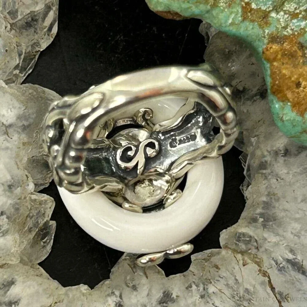 Carolyn Pollack Sterling White Agate & Rhodochrosite Ring Size 5.25 For Women